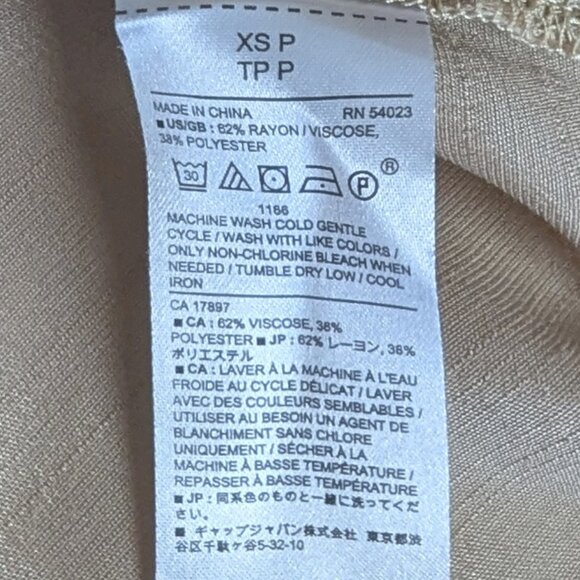 Loose-fitting v-neck blouse tan/sand colour petite XS Banana Republic EUC - Picture 4 of 4